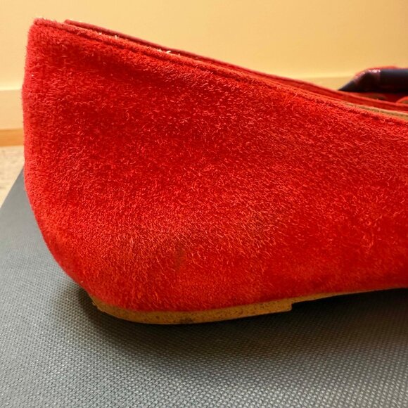 Anthropologie Knotted Bow Flats – Red Suede with Plaid Detail - Picture 10 of 16